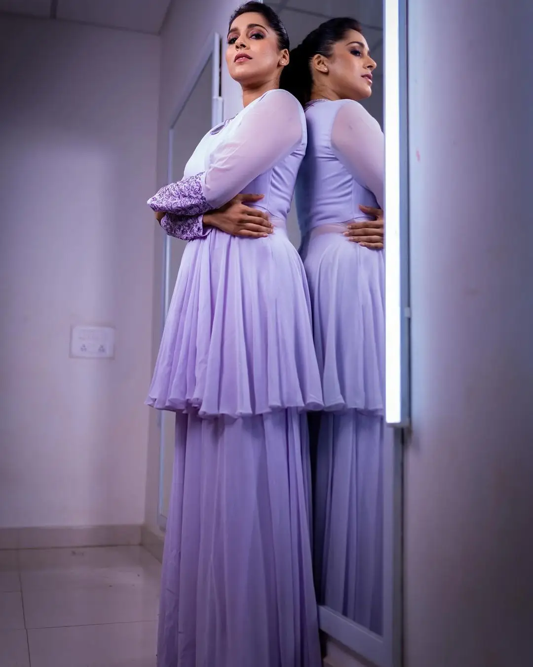 ETV Anchor Rashmi Gautam Photos In Violet Gown